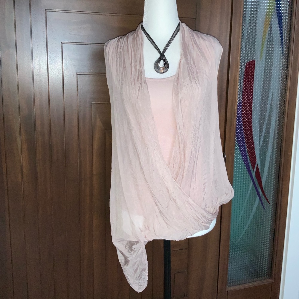 Italian Silk Powder Pink Sleeveless Top, Size S, Made in Italy